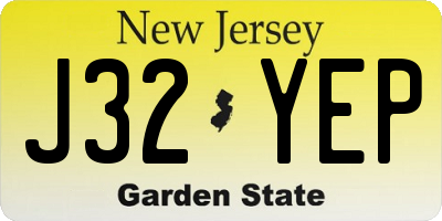NJ license plate J32YEP