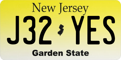 NJ license plate J32YES