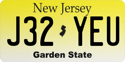 NJ license plate J32YEU