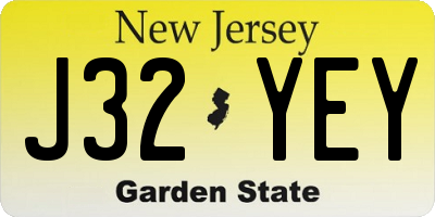 NJ license plate J32YEY
