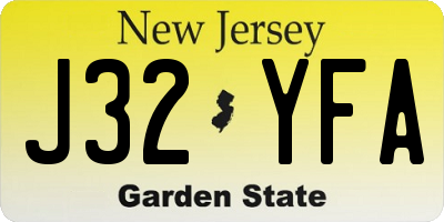 NJ license plate J32YFA