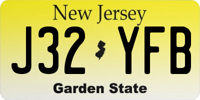 NJ license plate J32YFB