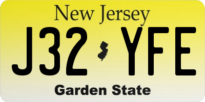 NJ license plate J32YFE