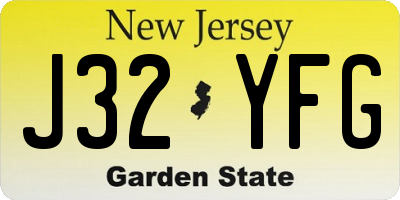 NJ license plate J32YFG