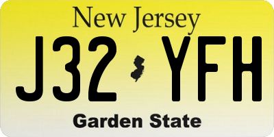 NJ license plate J32YFH
