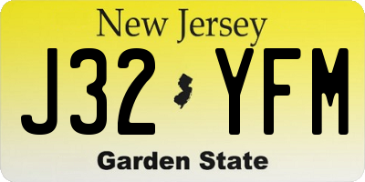 NJ license plate J32YFM