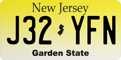 NJ license plate J32YFN