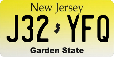 NJ license plate J32YFQ