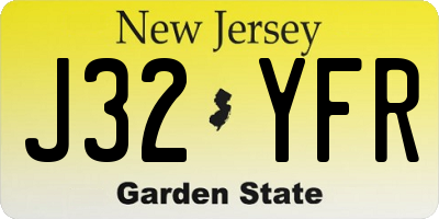 NJ license plate J32YFR