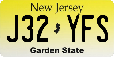 NJ license plate J32YFS
