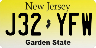 NJ license plate J32YFW