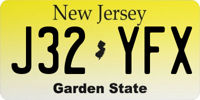 NJ license plate J32YFX