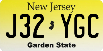 NJ license plate J32YGC