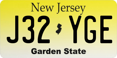 NJ license plate J32YGE