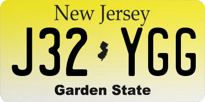NJ license plate J32YGG