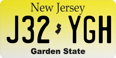NJ license plate J32YGH
