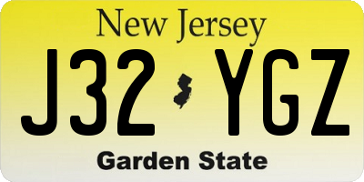 NJ license plate J32YGZ