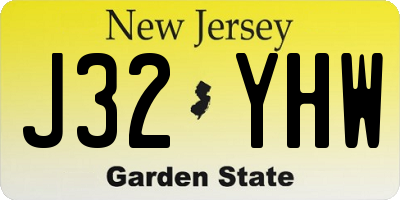 NJ license plate J32YHW