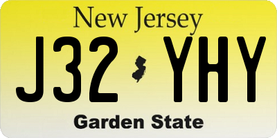 NJ license plate J32YHY