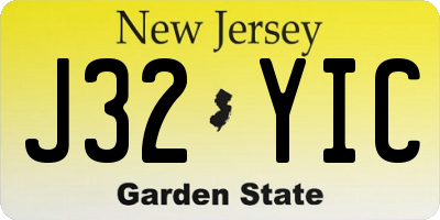 NJ license plate J32YIC