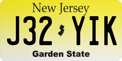 NJ license plate J32YIK
