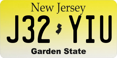 NJ license plate J32YIU