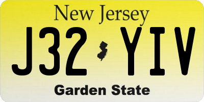 NJ license plate J32YIV