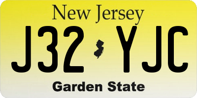 NJ license plate J32YJC