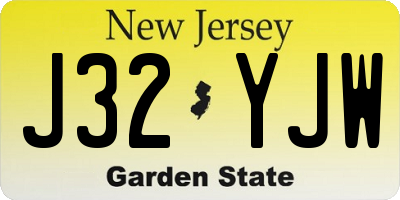 NJ license plate J32YJW