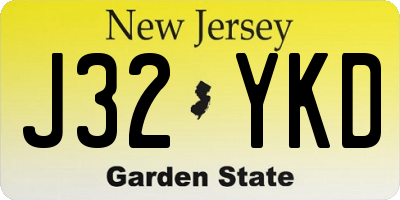 NJ license plate J32YKD
