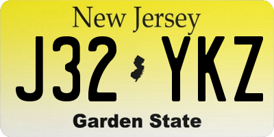 NJ license plate J32YKZ