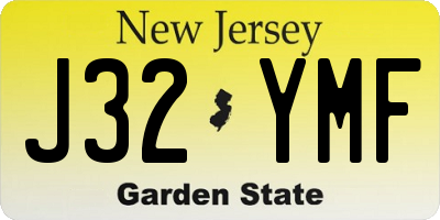 NJ license plate J32YMF