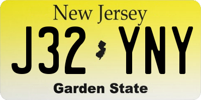 NJ license plate J32YNY