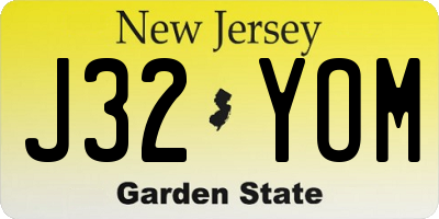 NJ license plate J32YOM