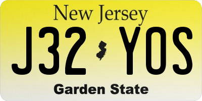 NJ license plate J32YOS