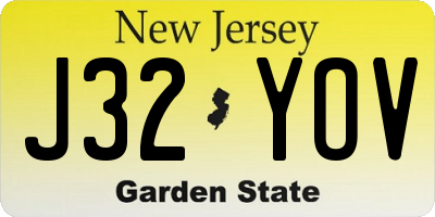 NJ license plate J32YOV