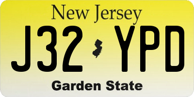 NJ license plate J32YPD