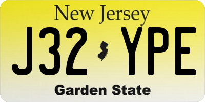 NJ license plate J32YPE