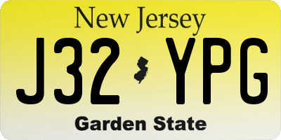 NJ license plate J32YPG