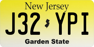 NJ license plate J32YPI
