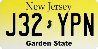 NJ license plate J32YPN