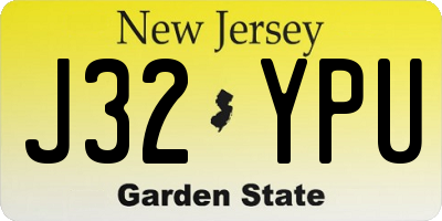 NJ license plate J32YPU