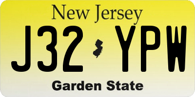NJ license plate J32YPW