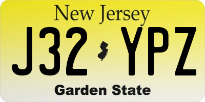 NJ license plate J32YPZ
