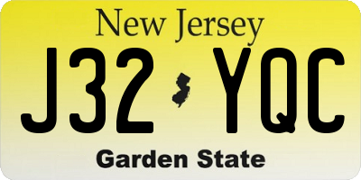 NJ license plate J32YQC