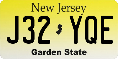 NJ license plate J32YQE