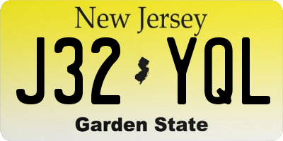 NJ license plate J32YQL