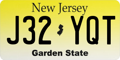 NJ license plate J32YQT