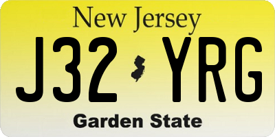 NJ license plate J32YRG