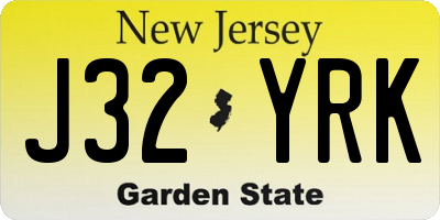 NJ license plate J32YRK